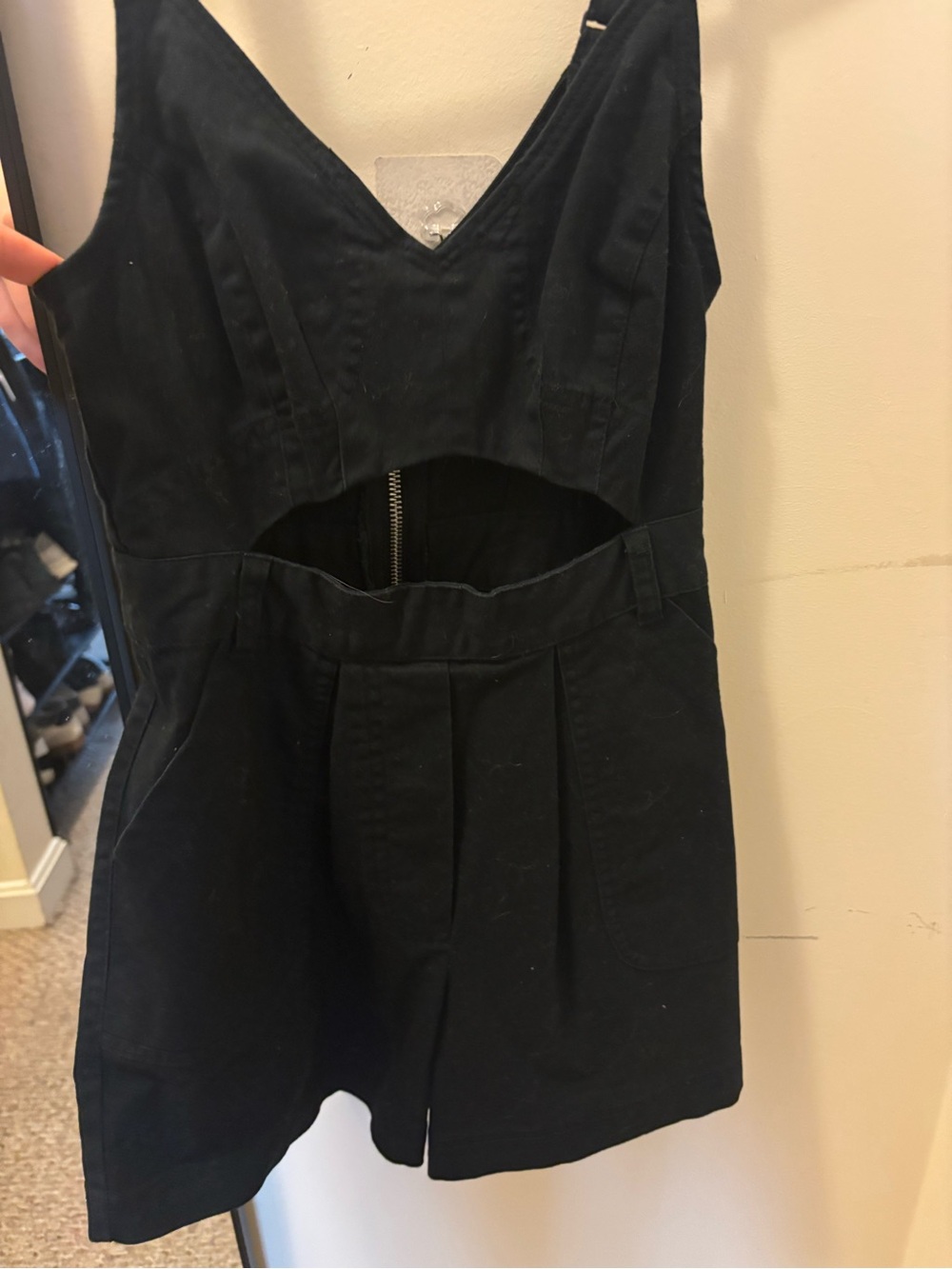 Urban Outfitters Black Cutout Romper with V-Neck